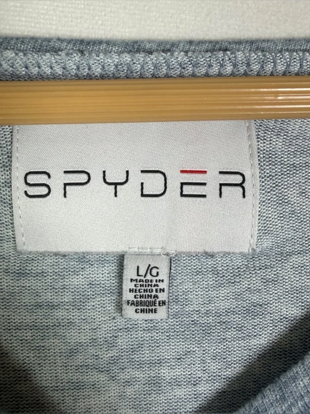 Women’s Spyder Heathered Blue Gray Oversized Sweatshirt Sz L Logo Pullover - Picture 5 of 7